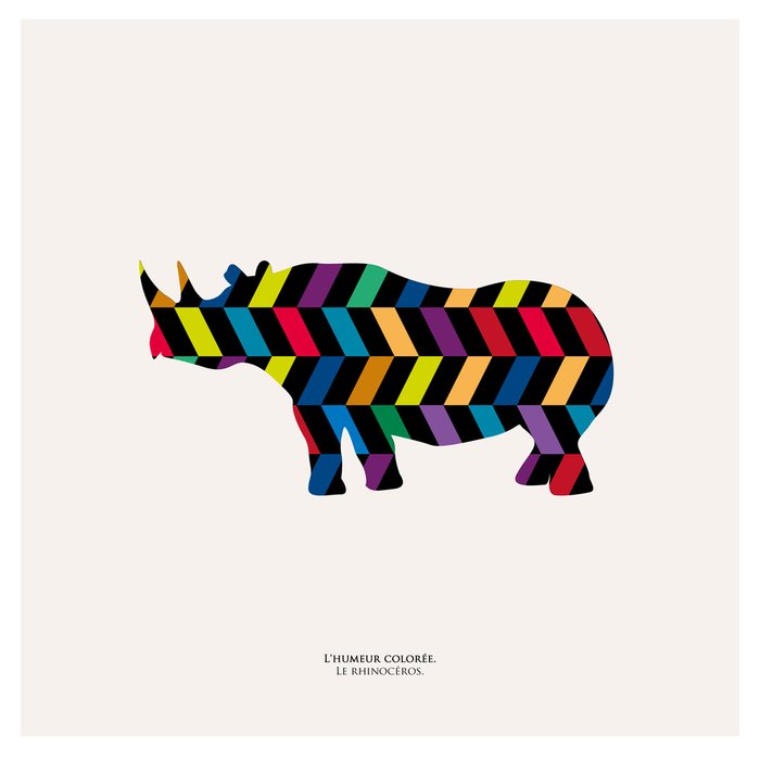 Репродукция картины на холсте Семицветное настроение носорог 