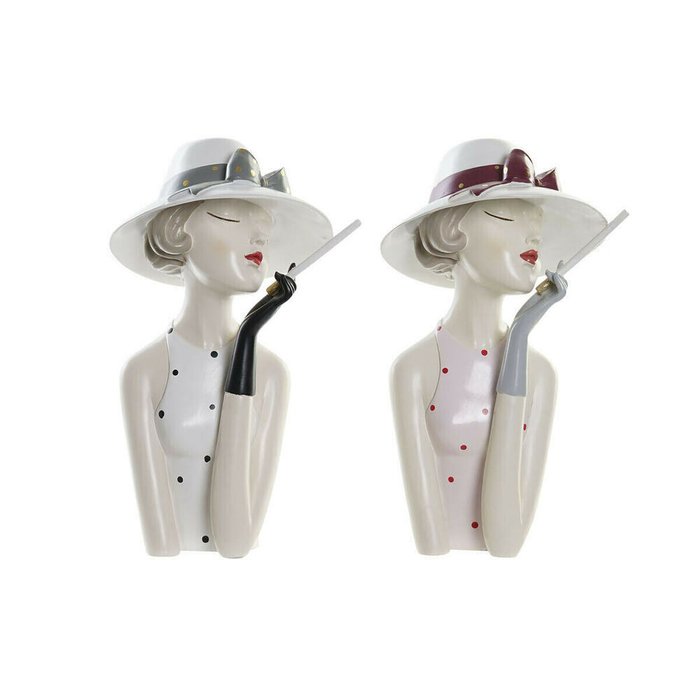 Декоративная фигура 18,5 x 15 x 31 cm Женщина Розовый Белый (2 штук)