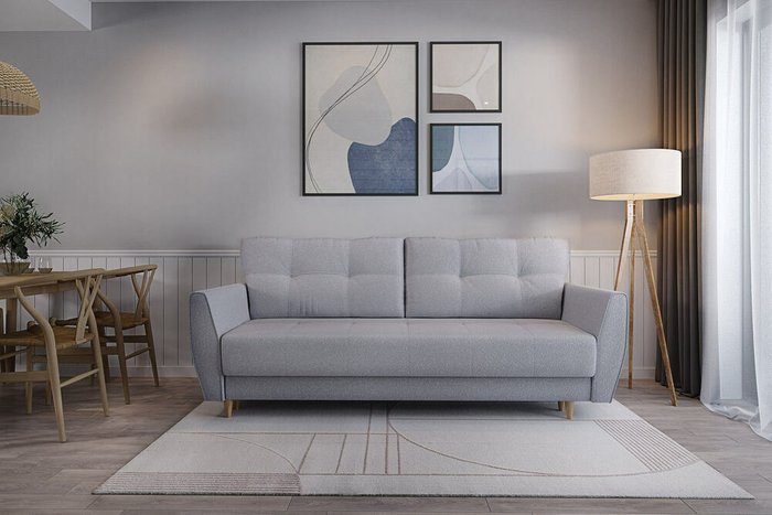 Прямой диван-кровать Raud серо-голубого цвета - купить Прямые диваны по цене 54400.0