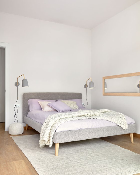 LYDIA Bed, mattress 160x200 toffee fleece fabric - купить Кровати для спальни по цене 147990.0