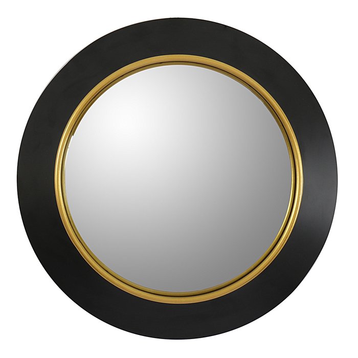 Декоративное настенное зеркало Морган М (fish-eye) в раме черно-золотистого цвета