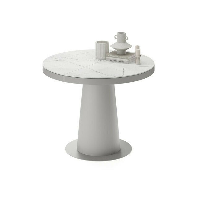 Раздвижной обеденный стол Мирах M бело-серого цвета - лучшие Обеденные столы в INMYROOM