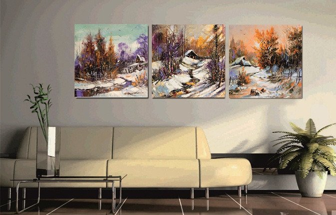 Декоративная картина на холсте: Зимний вечер - купить Принты по цене 4100.0