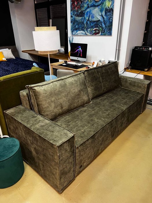 Прямой диван-кровать Лофт Feska зеленого цвета - лучшие Прямые диваны в INMYROOM