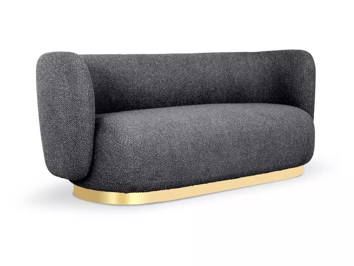 Диван Lucca L серого цвета с золотым основанием  - купить Прямые диваны по цене 103680.0