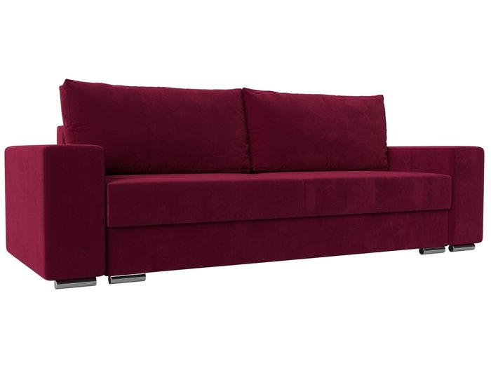 Прямой диван-кровать Дрезден бордового цвета