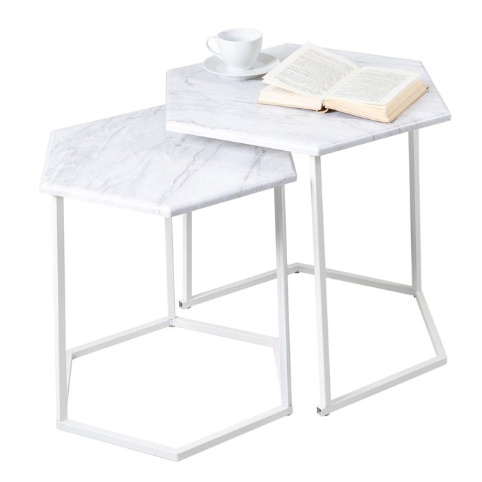 Набор из двух журнальных столиков МеталлАрт М003 белого цвета - лучшие Журнальные столики в INMYROOM Набор из двух журнальных столиков МеталлАрт М003 белого цвета - лучшие Журнальные столики в INMYROOM