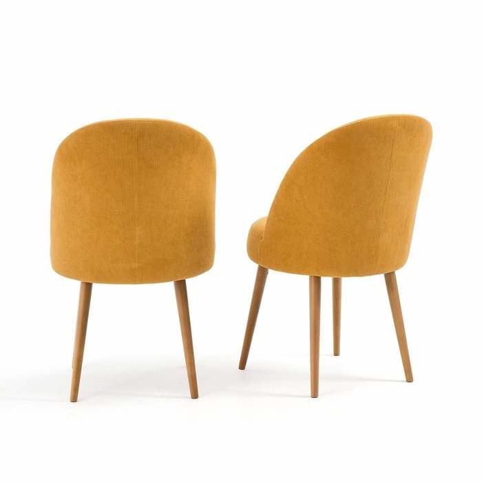 Комплект из двух столовых стульев из вельвета Lenou коричневого цвета - лучшие Обеденные стулья в INMYROOM
