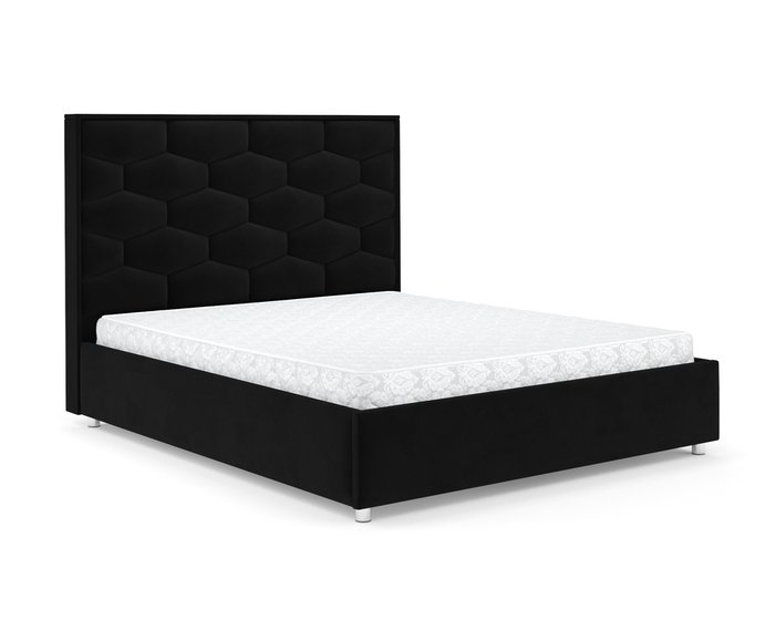 Кровать Рица 160х190 черного цвета с подъемным механизмом (велюр) - купить Кровати для спальни по цене 42390.0
