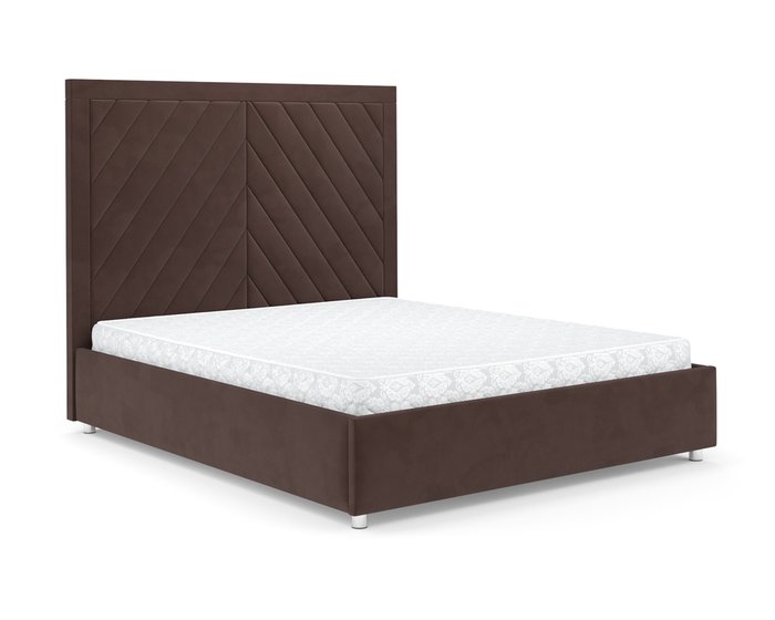 Кровать Мишель 160х190 коричневого цвета с подъемным механизмом (велюр) - купить Кровати для спальни по цене 38690.0