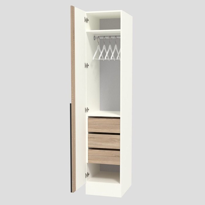 Шкаф с ящиками и вешалкой Абсолют Ш145.1 белого цвета левый - купить Шкафы распашные по цене 34730 Шкаф с ящиками и вешалкой Абсолют Ш145.1 белого цвета левый - купить Шкафы распашные по цене 34730