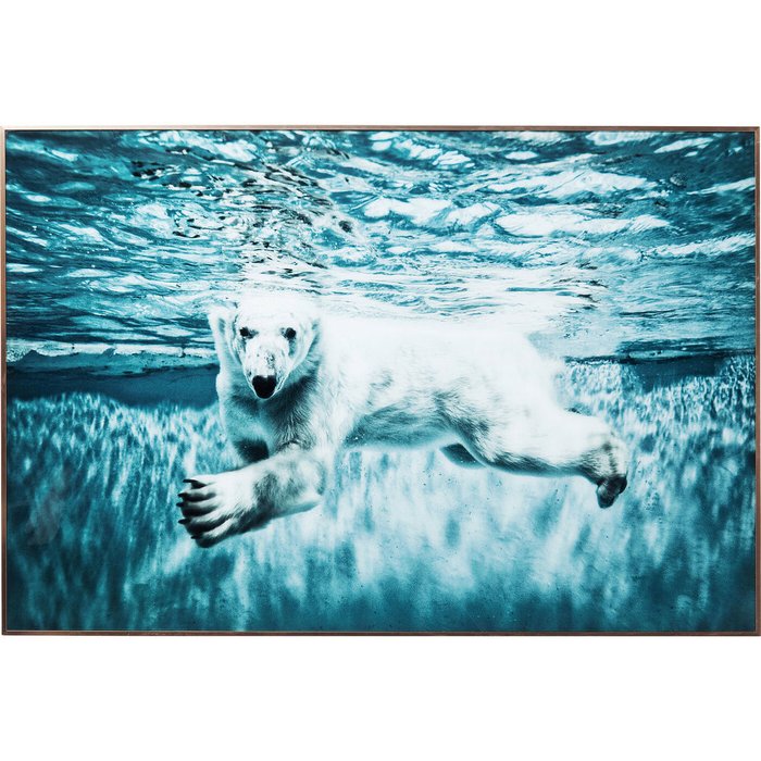 Принт Swimming Polar Bear 80х120 бирюзового цвета