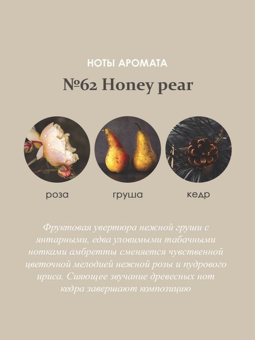 Ароматический диффузор М в стеклянном флаконе №62 Honey pear - лучшие Ароматы для дома в INMYROOM