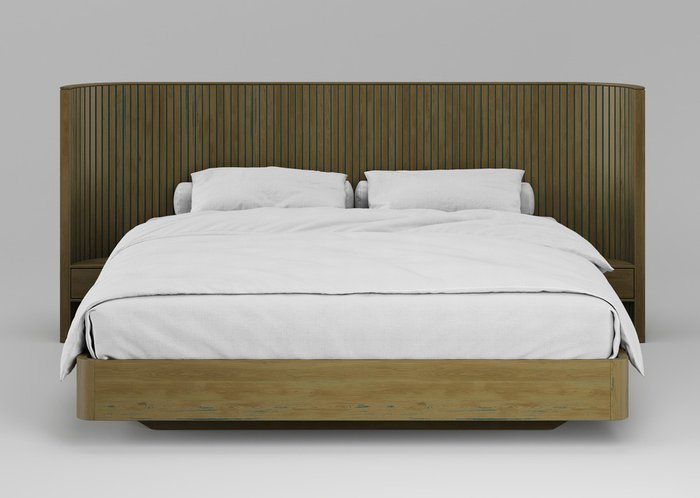 Кровать двуспальная Eclipse 160х200 коричнево-бирюзового цвета - лучшие Кровати для спальни в INMYROOM