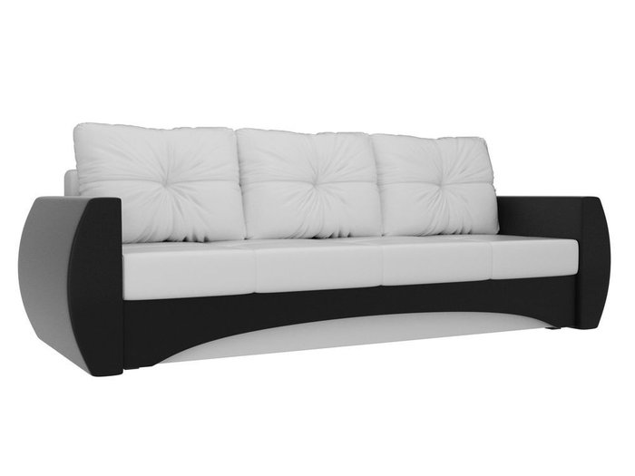 Прямой диван-кровать Сатурн бело-черного цвета (экокожа)