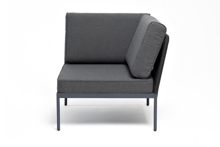 Модуль диванный угловой плетеный из роупа Касабланка темно-серого цвета - купить Садовые кресла по цене 48930.0
