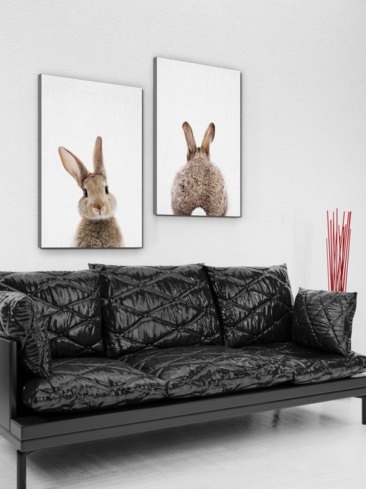 Набор из двух постеров Кролик-привет и пока 60х80 на холсте - купить Картины по цене 6755.0