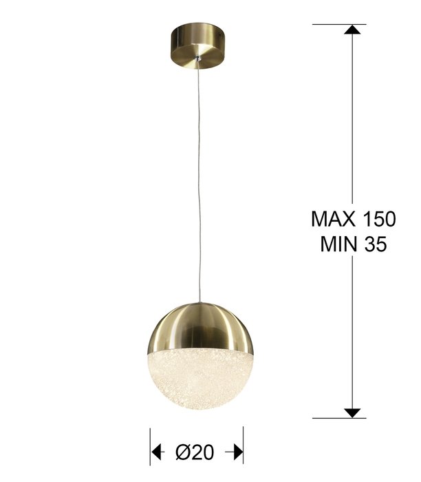 Подвесной светильник Sphere 1L LED ?20 латунный - купить Подвесные люстры по цене 39990.0