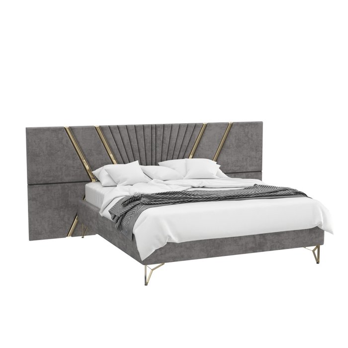 Кровать Piero 160х200 светло-серого цвета с подъемным механизмом  - купить Кровати для спальни по цене 133900.0