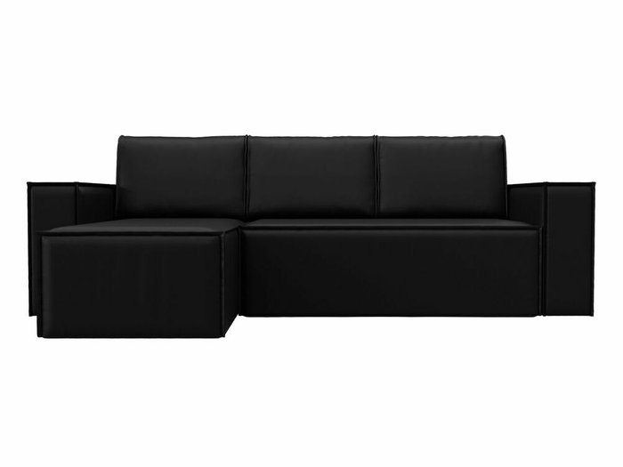Угловой диван-кровать Куба черного цвета (экокожа) левый угол - купить Угловые диваны по цене 55999.0