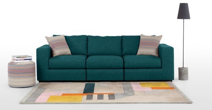 Трехместный раскладной диван Morti бирюзовый - лучшие Прямые диваны в INMYROOM