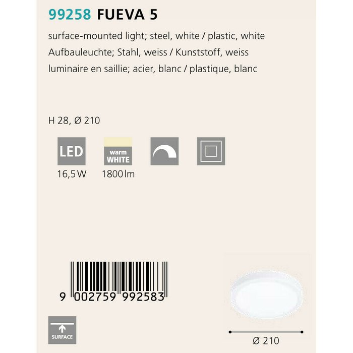 Светильник точечный Fueva белого цвета - купить Потолочные светильники по цене 3290.0
