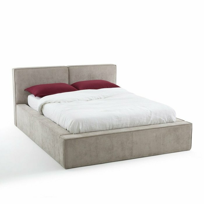 Кровать с ящиком для белья и подъемным основанием Seven 160x200 бежевого цвета