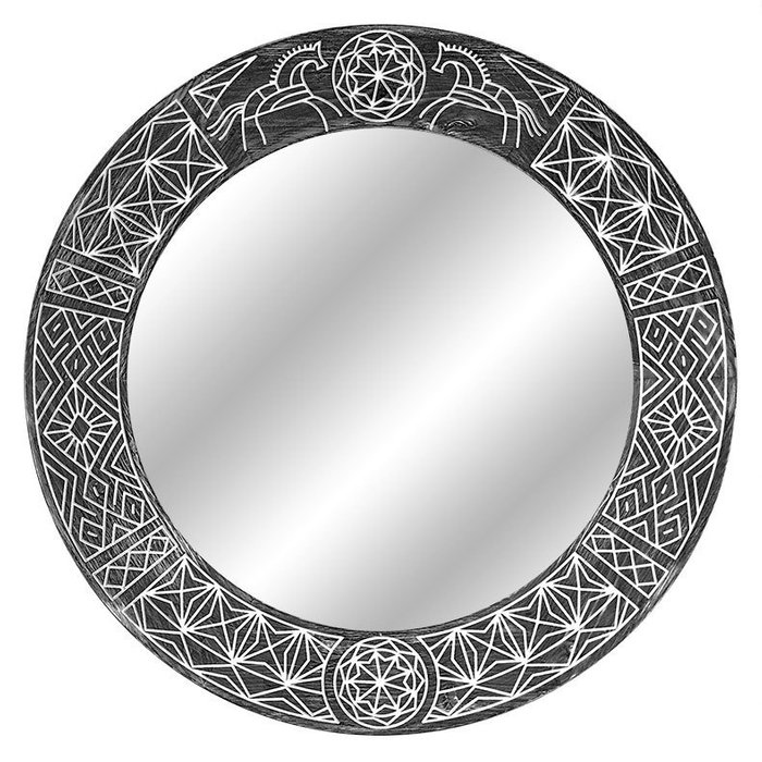 Зеркало в раме Ladoga Circle Black в круглой оправе