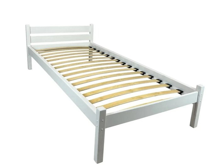 Кровать Классика сосновая с ортопедическим основанием 90х190 белого цвета