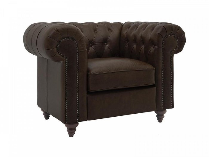Кресло Chesterfield темно-коричневого цвета - купить Интерьерные кресла по цене 142600.0
