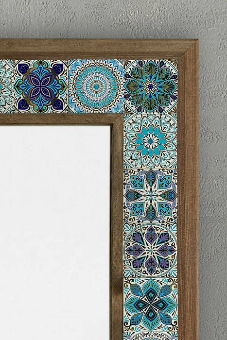 Настенное зеркало 43х63 с каменной мозаикой сине-голубого цвета - лучшие Настенные зеркала в INMYROOM