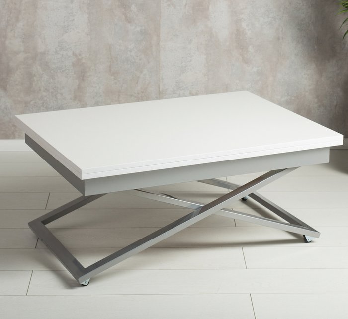 Стол-трансформер Accord белого цвета с опорами цвета хром - купить Обеденные столы по цене 14990.0