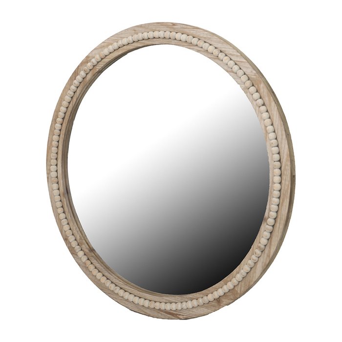 Зеркало настенное диаметр 76 в раме бежевого цвета - купить Настенные зеркала по цене 23270.0