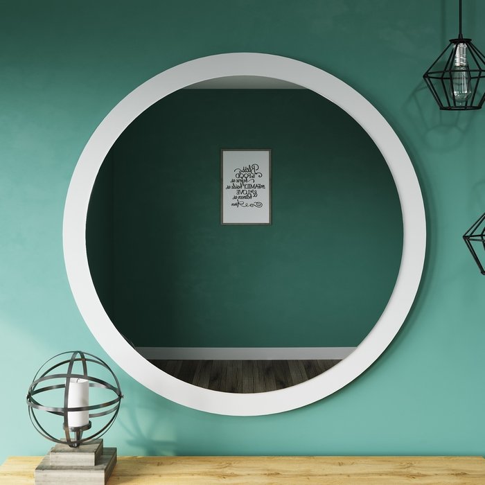 Настенное зеркало Перфетто в раме белого цвета - лучшие Настенные зеркала в INMYROOM
