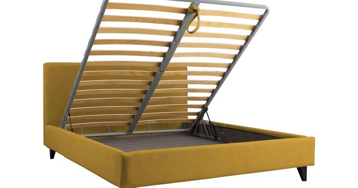 Кровать с подъемным механизмом Roxy-2 160х200 горчичного цвета - лучшие Кровати для спальни в INMYROOM