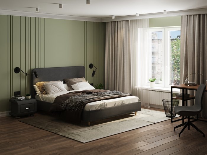 Кровать Mia Forest 160х200 темно-серого цвета - купить Кровати для спальни по цене 30950.0