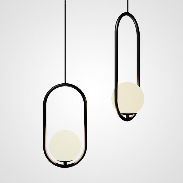 Подвесной светильник Matthew McCormick hoop M черно-белого цвета - лучшие Подвесные светильники в INMYROOM