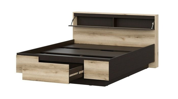 Кровать Берген 160х200 бежево-коричневого цвета - купить Кровати для спальни по цене 25659.0 Кровать Берген 160х200 бежево-коричневого цвета - купить Кровати для спальни по цене 25659.0