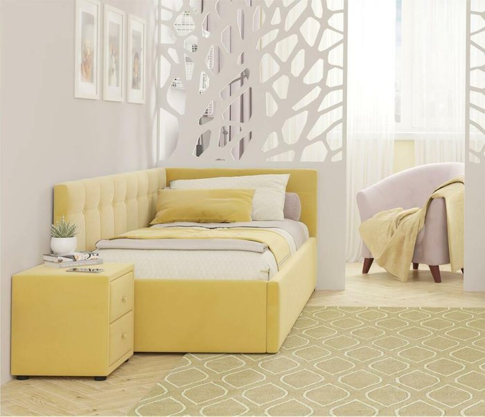 Кровать Colibri 80х160 желтого цвета с подъемным механизмом - купить Одноярусные кроватки по цене 21990.0