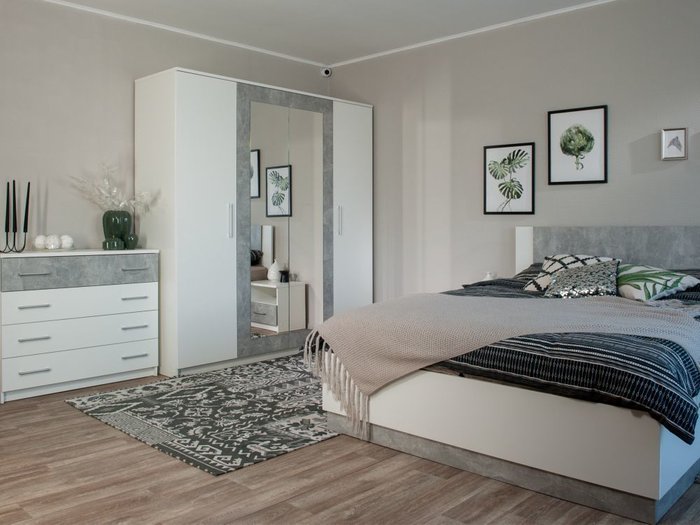 Спальня Аврора серо-белого цвета - купить Спальные гарнитуры по цене 52828.0