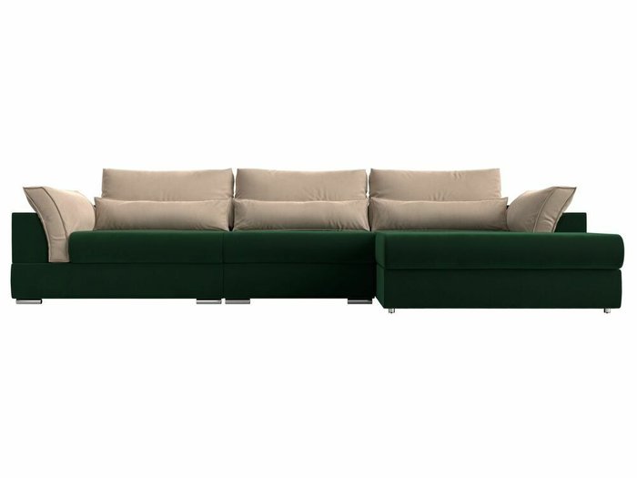 Угловой диван-кровать Пекин Long зелено-бежевого цвета угол правый - купить Угловые диваны по цене 112999.0