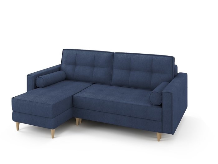 Угловой раскладной диван Отто левый синего цвета - лучшие Угловые диваны в INMYROOM