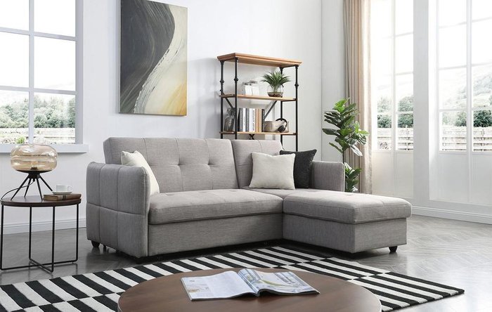Угловой диван-кровать Rotterdam серого цвета