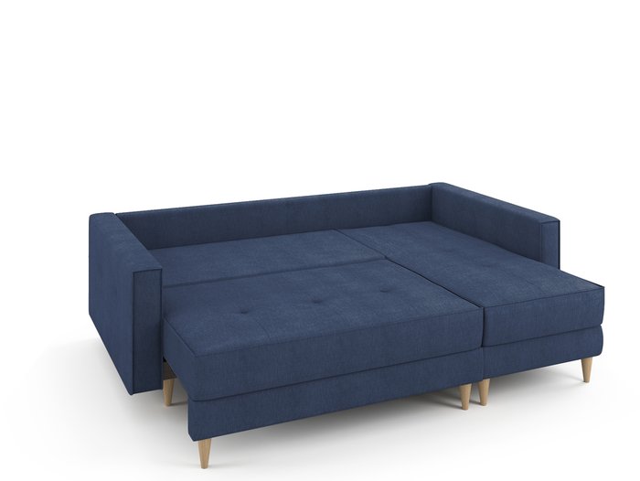 Угловой раскладной диван Отто правый синего цвета - купить Угловые диваны по цене 77700.0