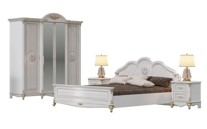 Спальня Да Винчи белого цвета - купить Спальные гарнитуры по цене 151080.0