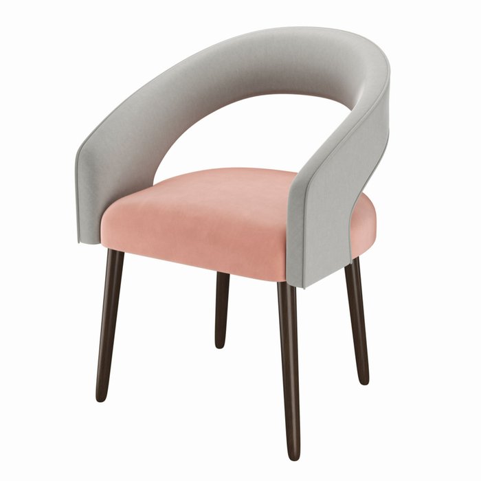 Стул-кресло мягкий Veronica розового цвета на коричневых ножках