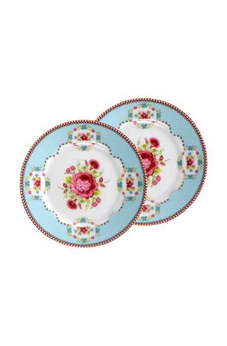 Набор из двух тарелок Floral голубого цвета