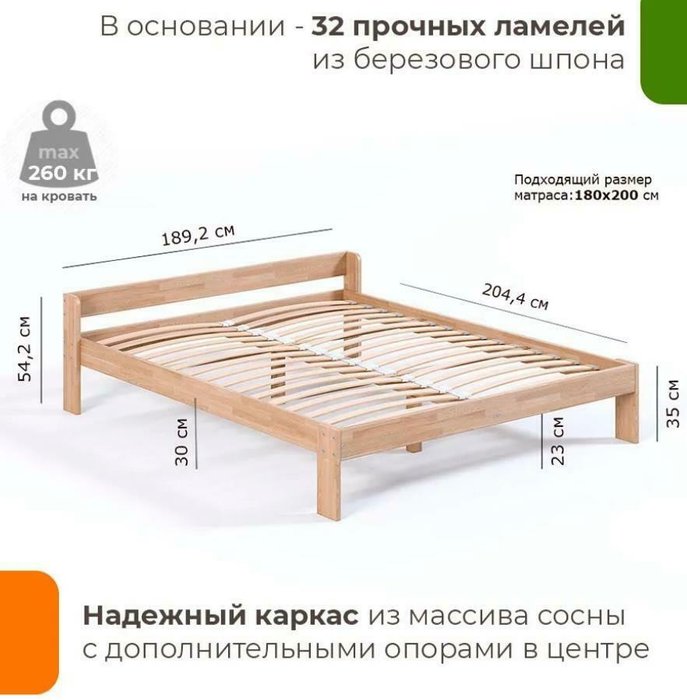 Кровать Маруся 180х200 бежевого цвета без подъемного механизма - лучшие Кровати для спальни в INMYROOM