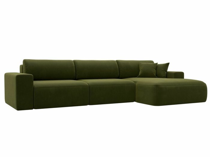 Угловой диван-кровать Лига 036 Классик Лонг зеленого цвета правый угол
