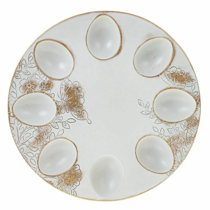 Тарелка пасхальная для восьми яиц белого цвета - лучшие Тарелки в INMYROOM
